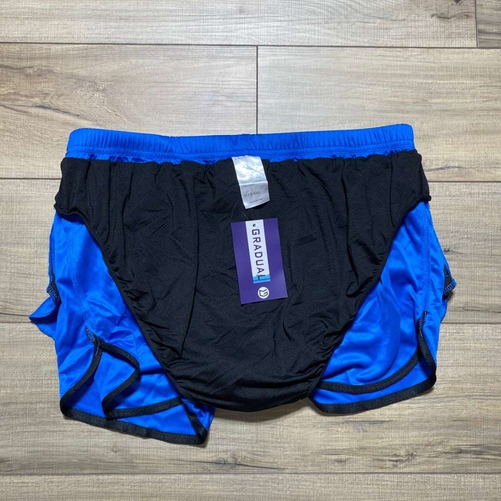 Gradual Mens Built In Brief Athletic Shorts Size XXL Blue And Black - Picture 12 of 13